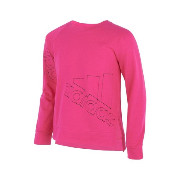adidas Other - ADIDAS Big Girls Long Sleeve French Terry Crewneck Top Pink Size L(14) MSRP $40